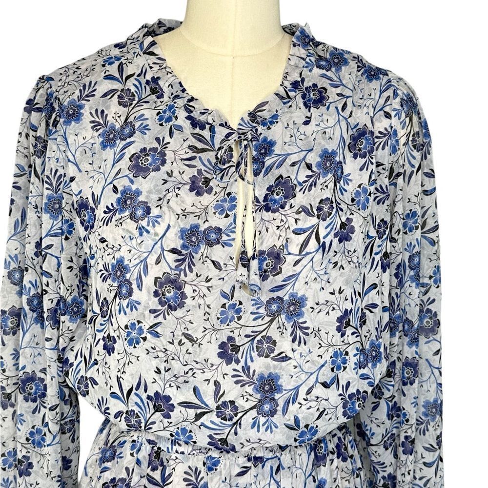 Misa Los Angeles Lorena Long Sleeve Blue Floral Mini Dress | Size S - Picture 9 of 11